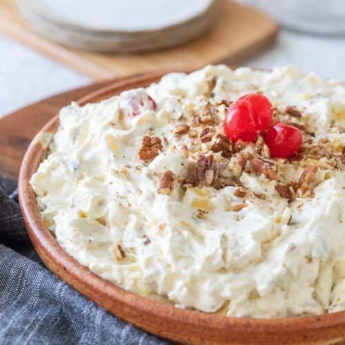pineapple fluff in serving bowl