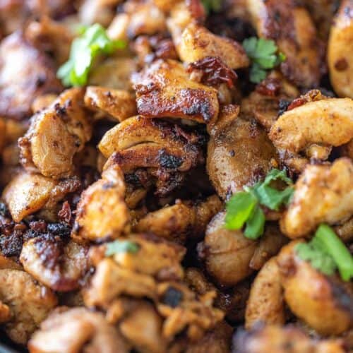 seasoned chicken chunks in a bowl