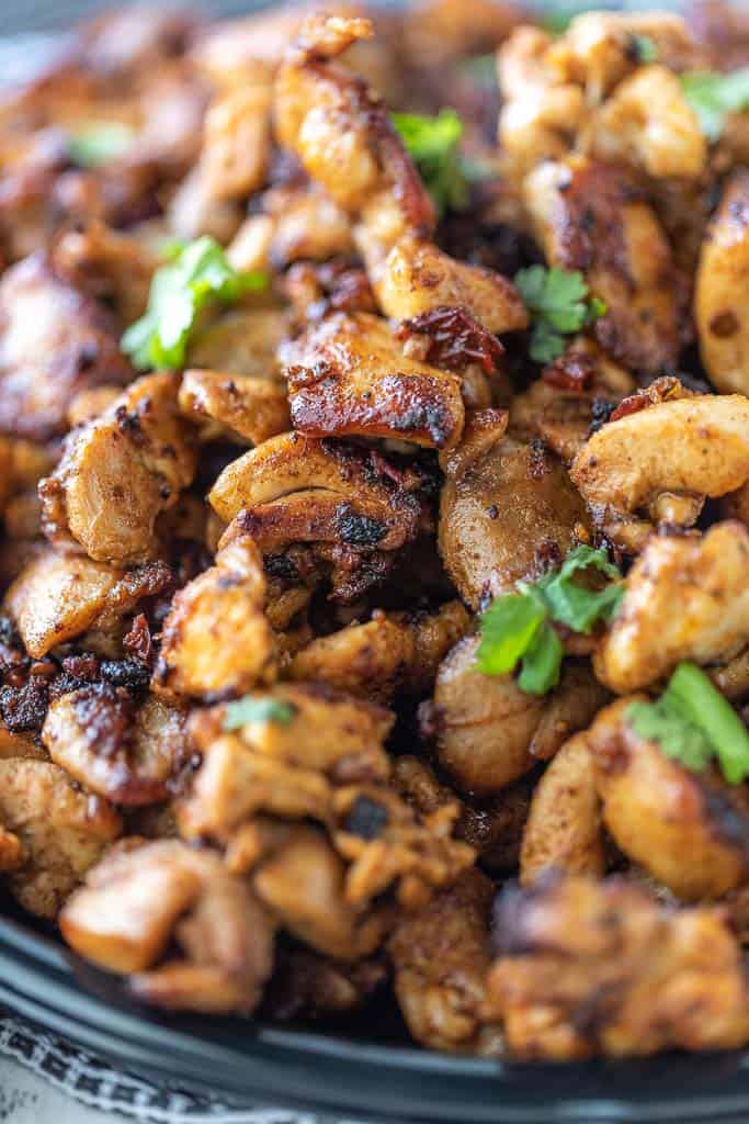 seasoned chicken chunks in a bowl