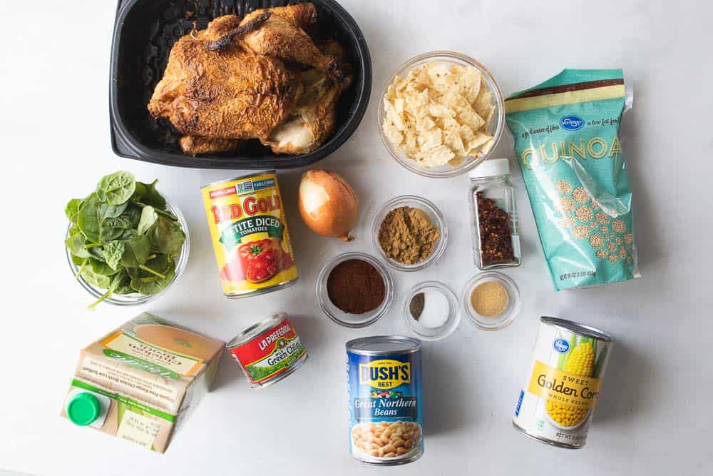 ingredients for crockpot chicken tortilla soup displayed