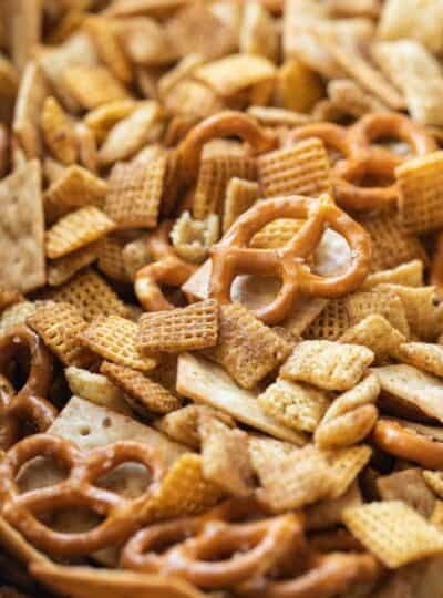close up of gluten free chex mix