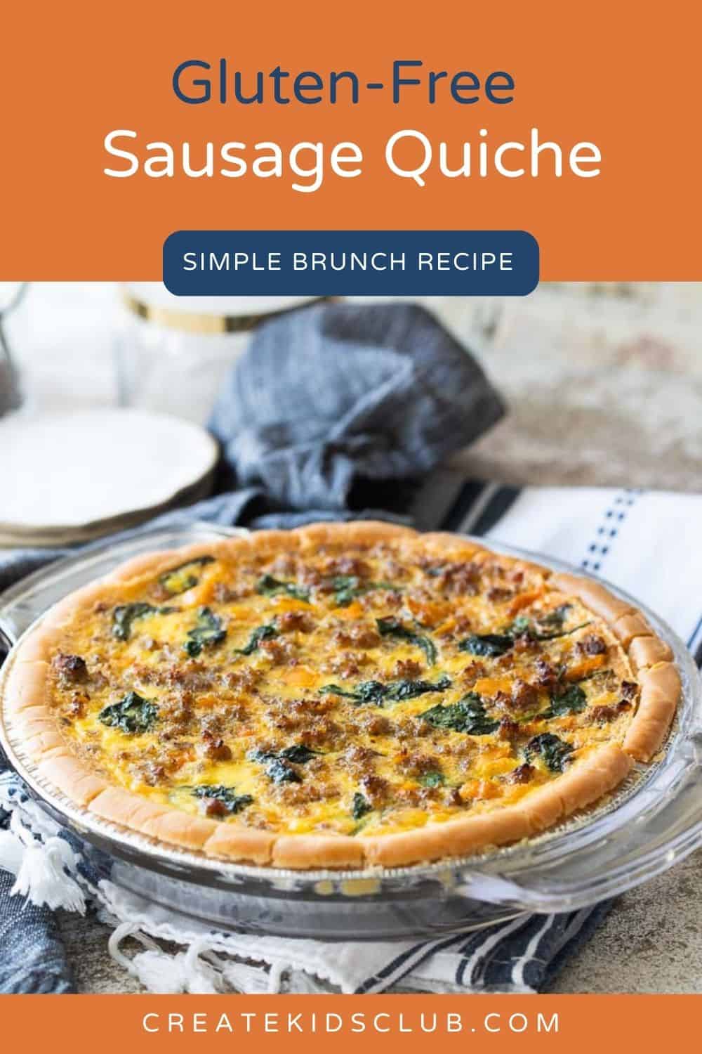 sausage and spinach quiche in pie plate