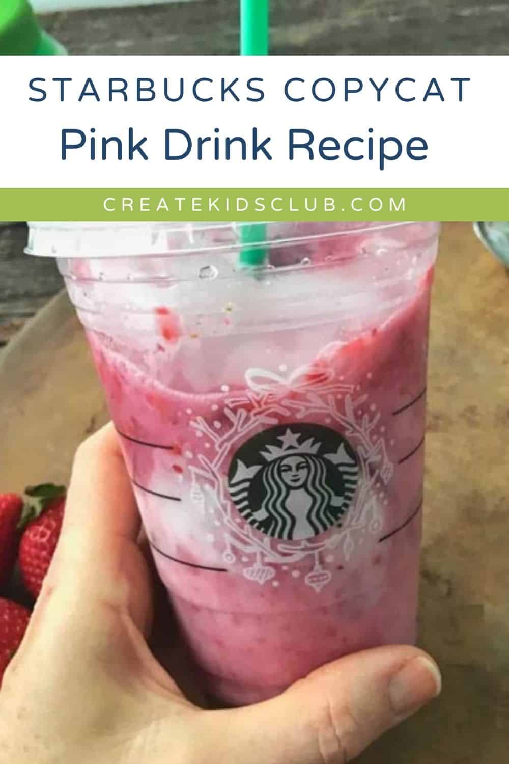 pin of Starbucks pink drink in a Starbucks cup