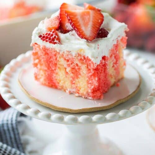 piece of strawberry cake on plate