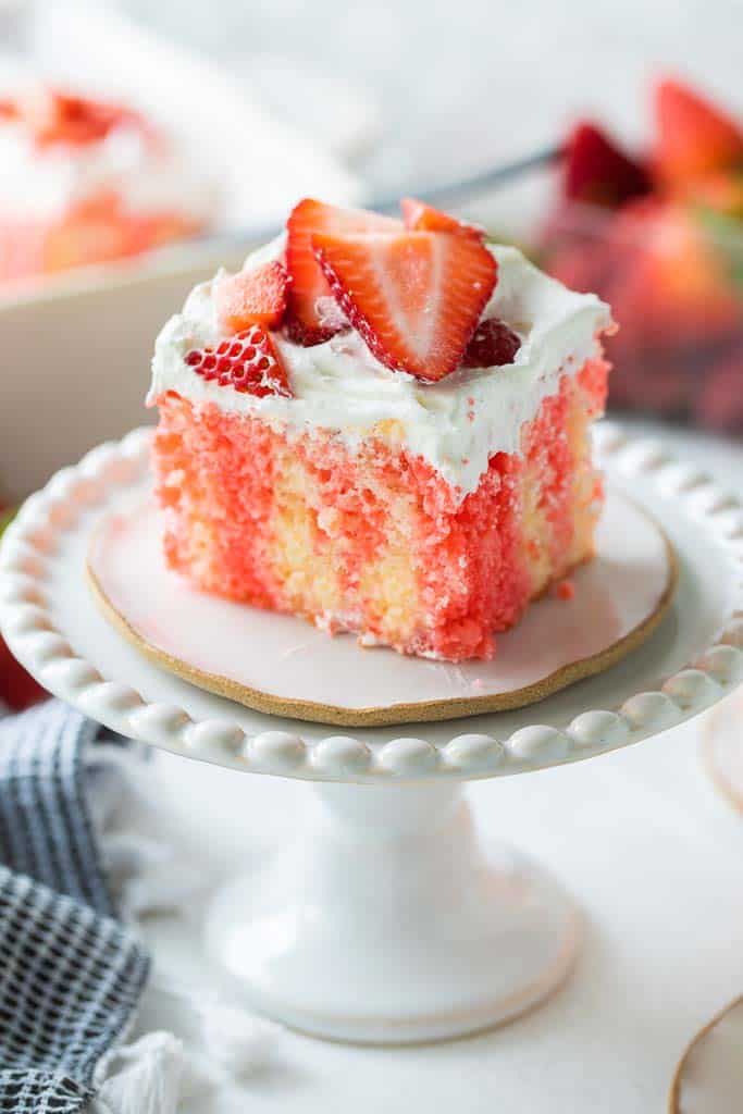 piece of strawberry cake on plate