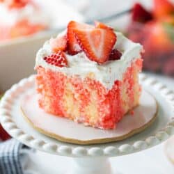 slice of strawberry cake on plate