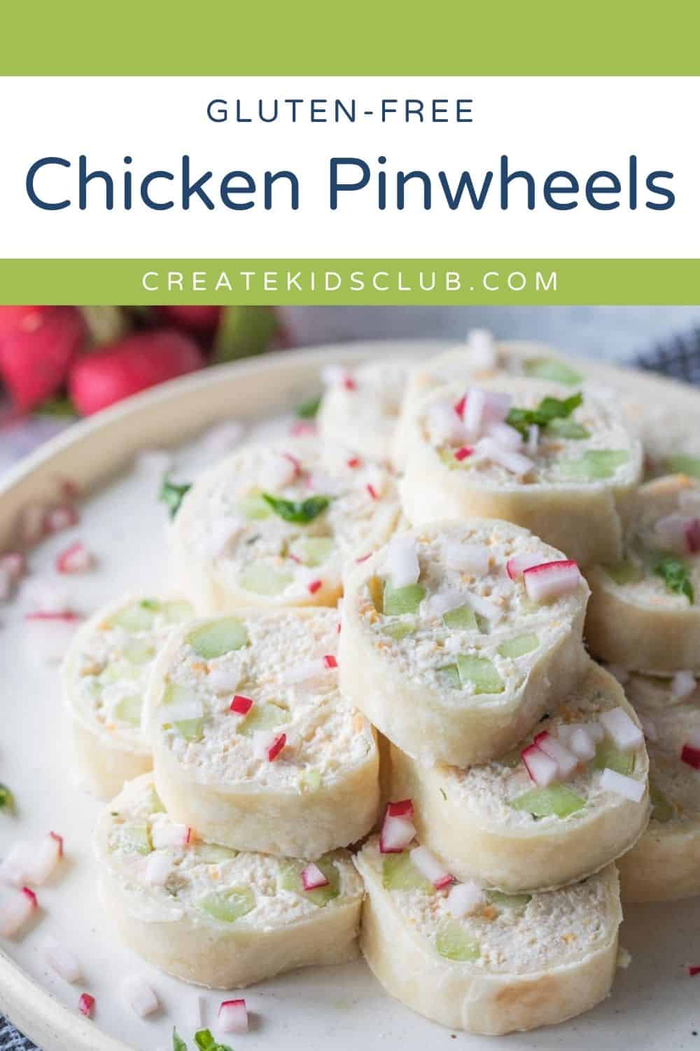 pin of chicken pinwheels on a plate