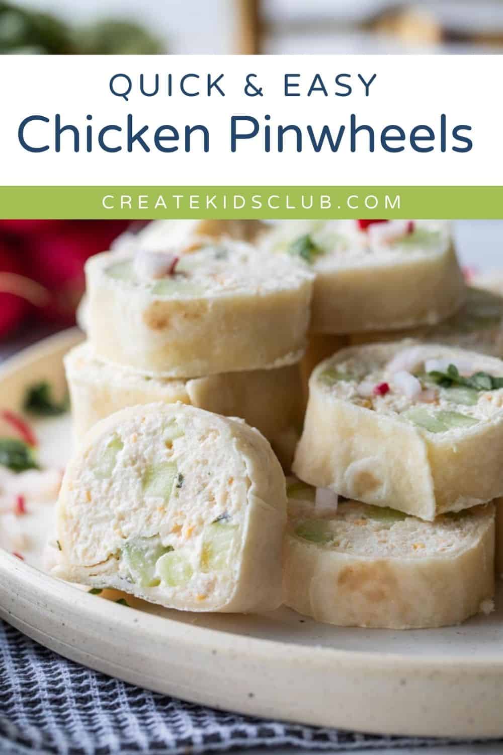 pin of chicken pinwheels on a plate