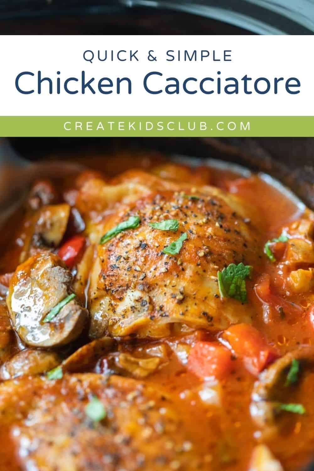 pin of crockpot chicken cacciatore shown up close