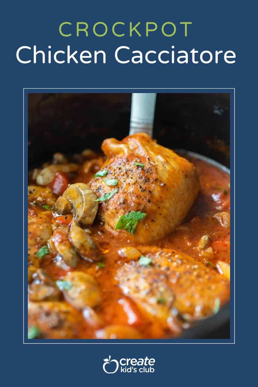 pin of crockpot chicken cacciatore shown up close