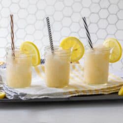 frozen lemonade in jars with straws
