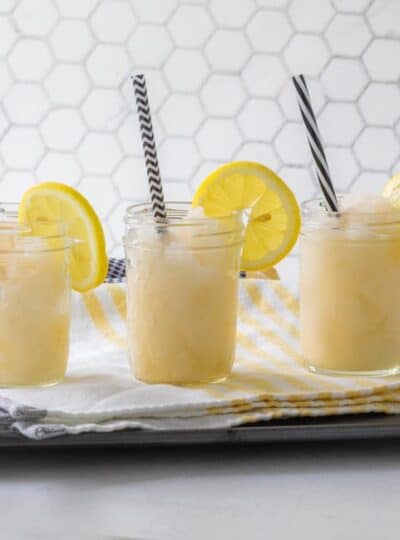 frozen lemonade in jars with straws