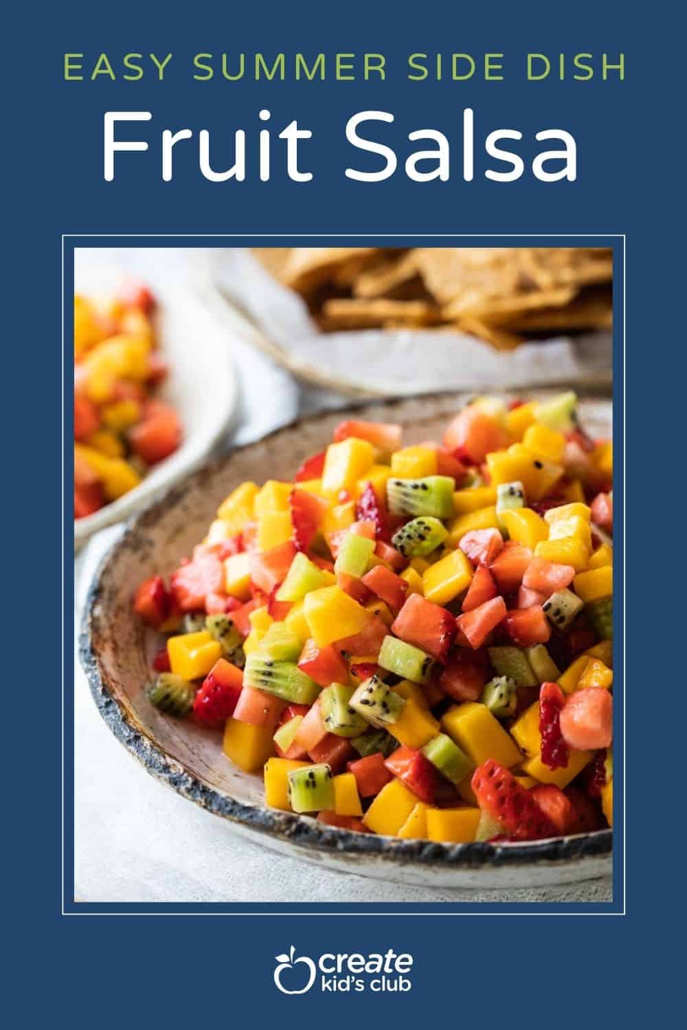 pin of fruit salsa in a bowl