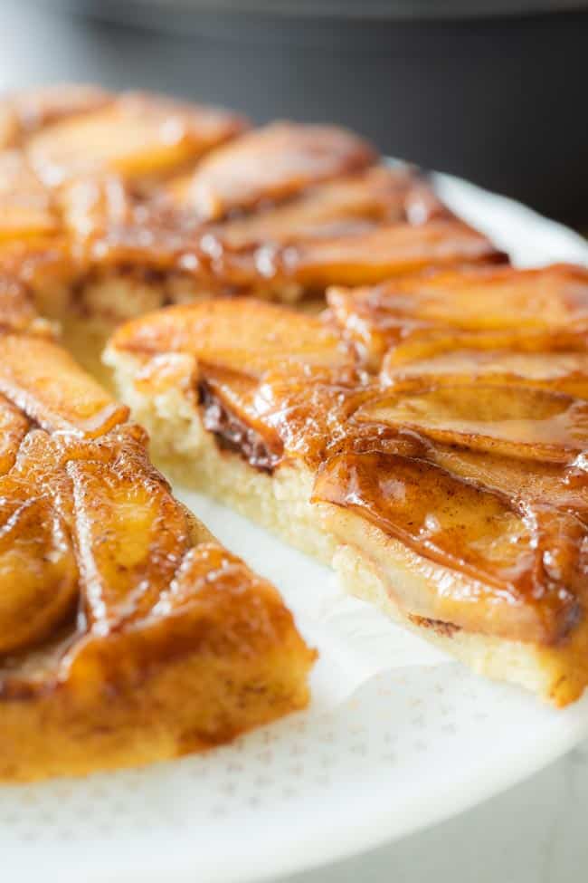 sliced pancake topped with cinnamon apples