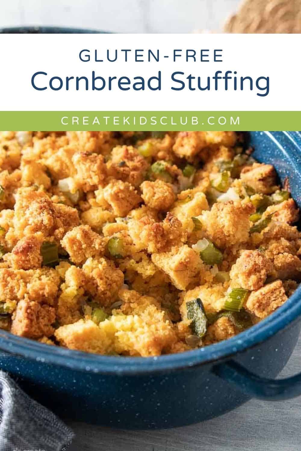pin of gluten free cornbread stuffing