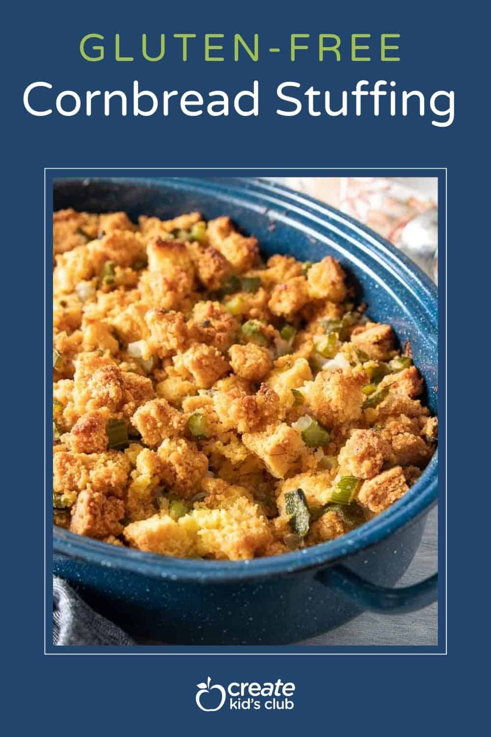 pin of gluten free cornbread stuffing