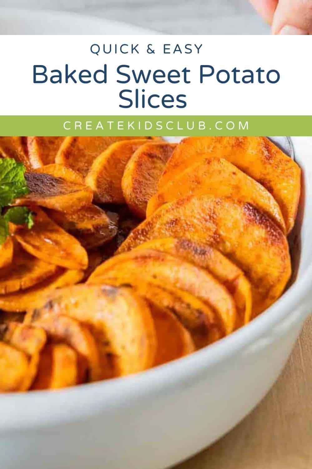 pin of baked sweet potato slices