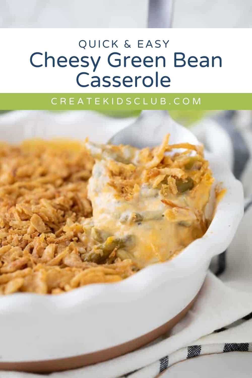 pin of cheesy green bean casserole