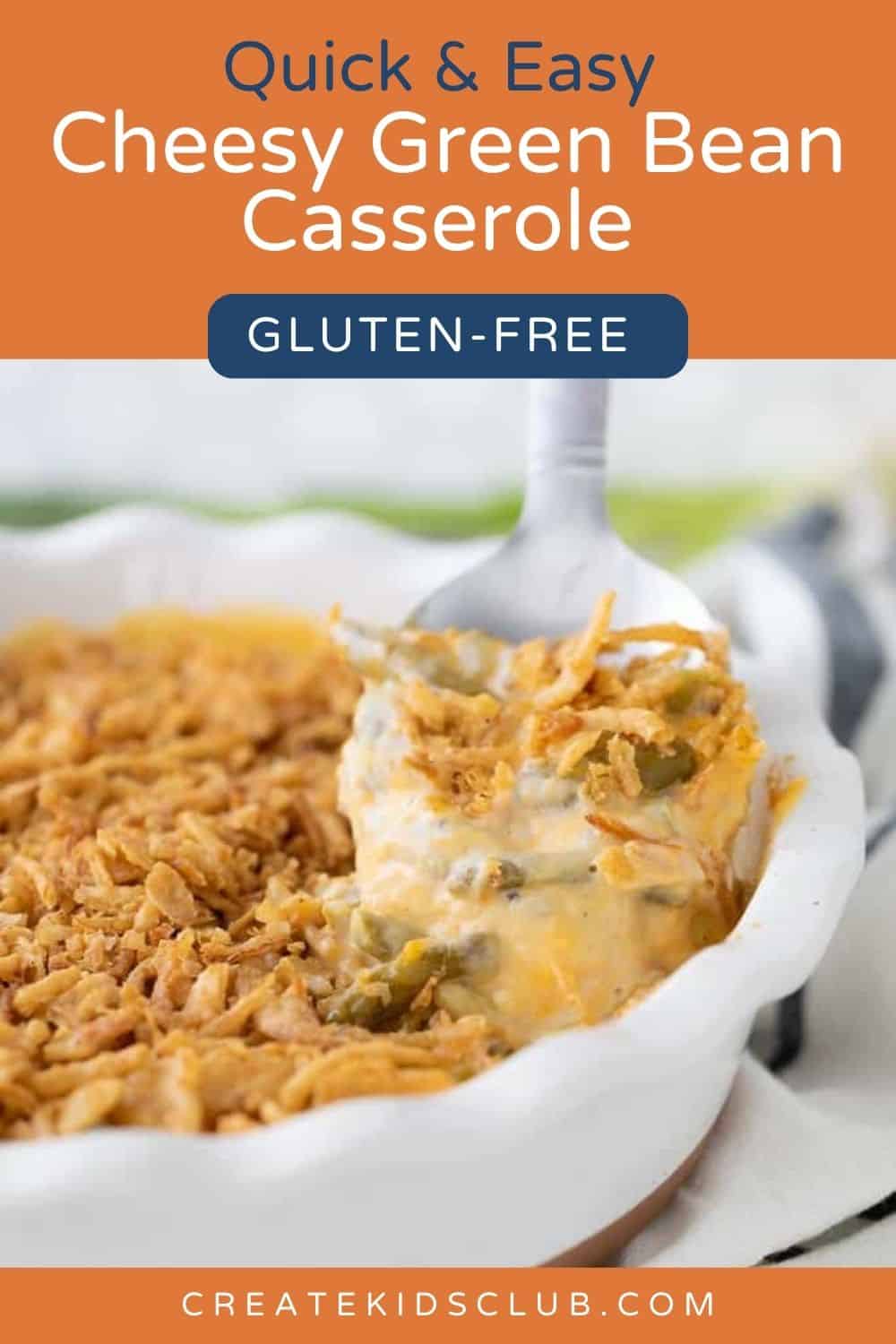 pin of cheesy green bean casserole