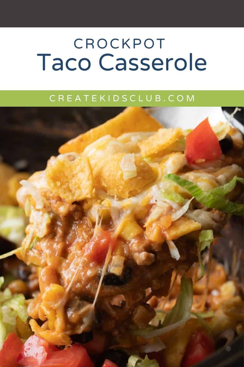 pin of crockpot taco casserole