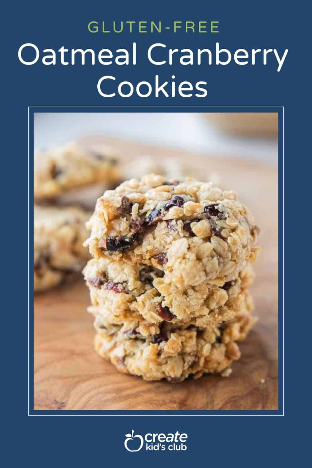 pin of gluten free oatmeal cranberry cookies