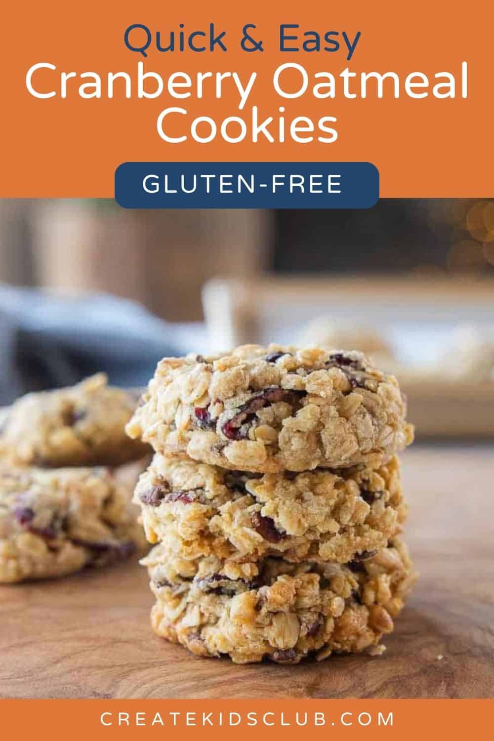 pin of gluten free oatmeal cranberry cookies