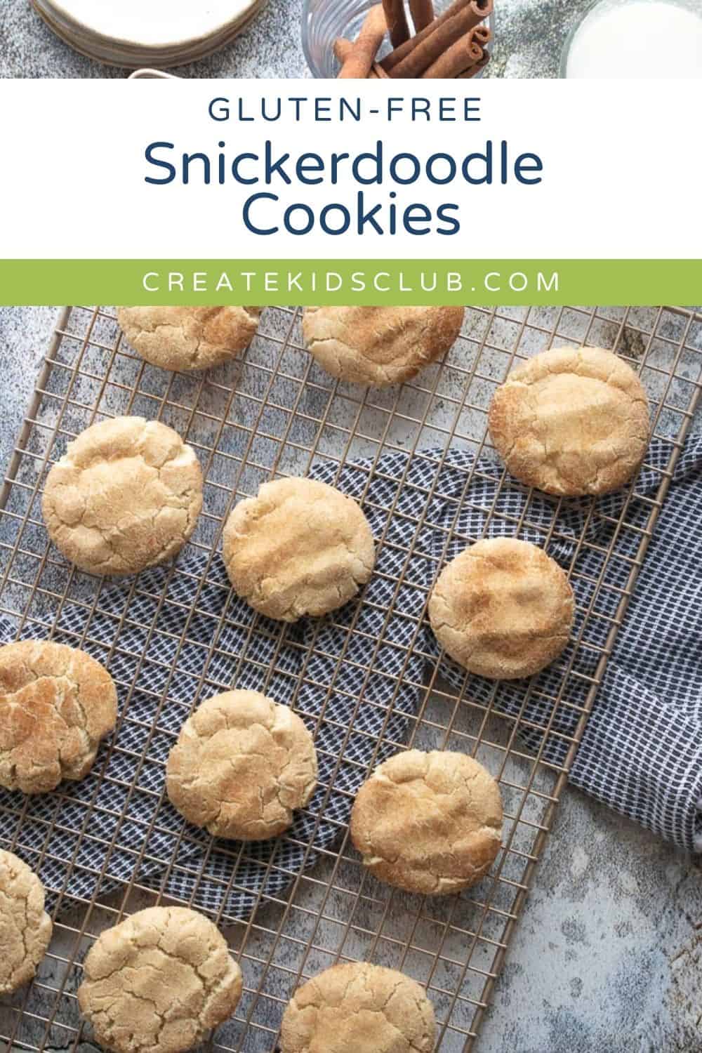 pin of gluten free snickerdoodle cookies