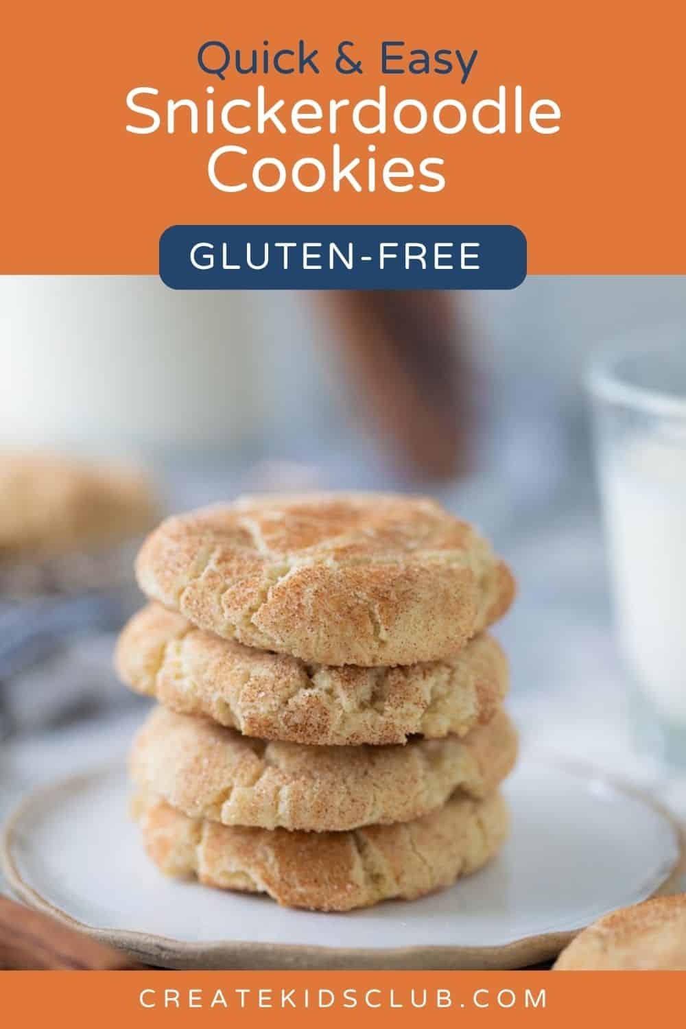 pin of gluten free snickerdoodle cookies