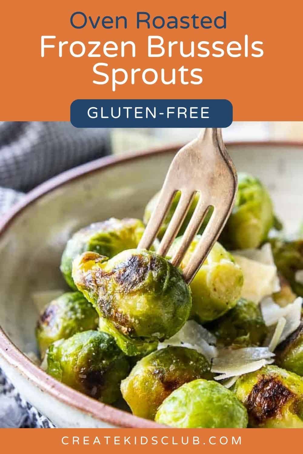 pin of roasted frozen brussels sprouts