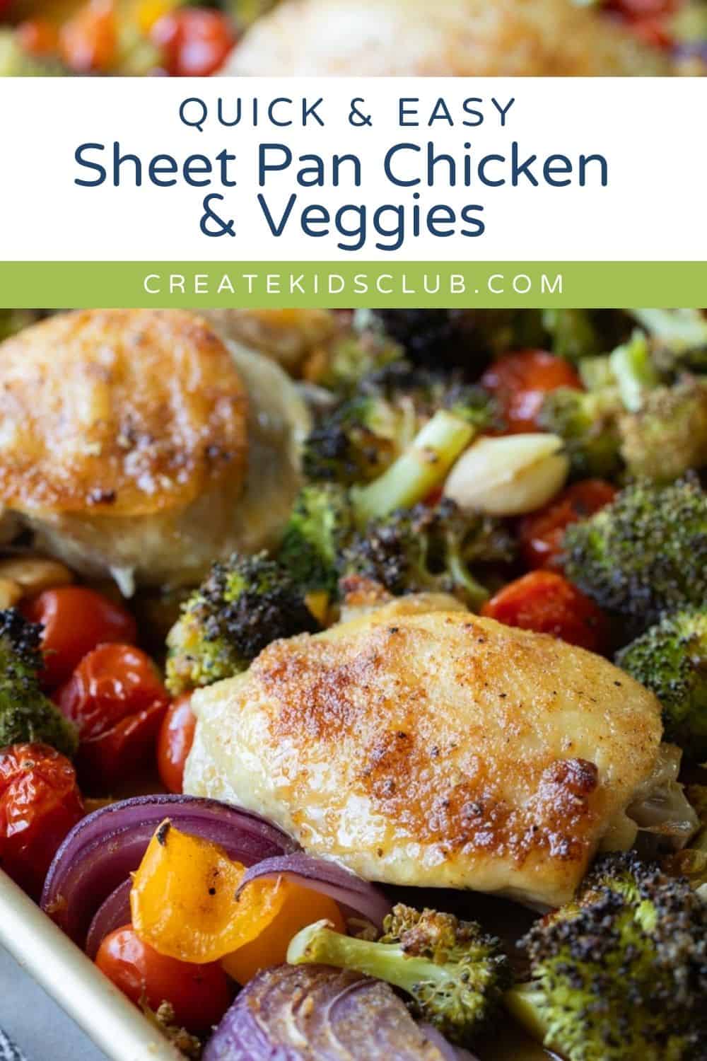 pin of sheet pan chicken and veggies