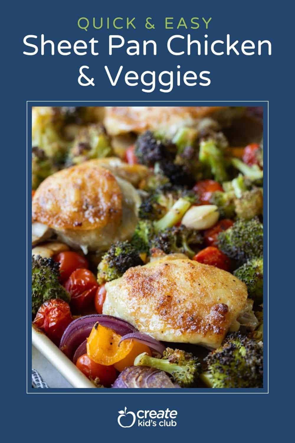 pin of sheet pan chicken and veggies