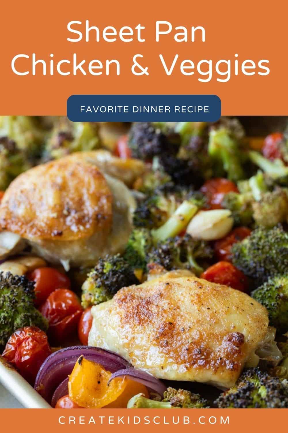 pin of sheet pan chicken and veggies