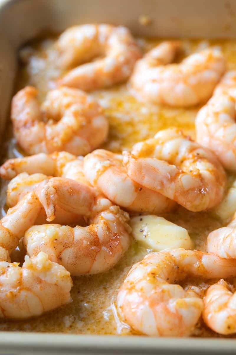 sheet pan shrimp in garlic butter