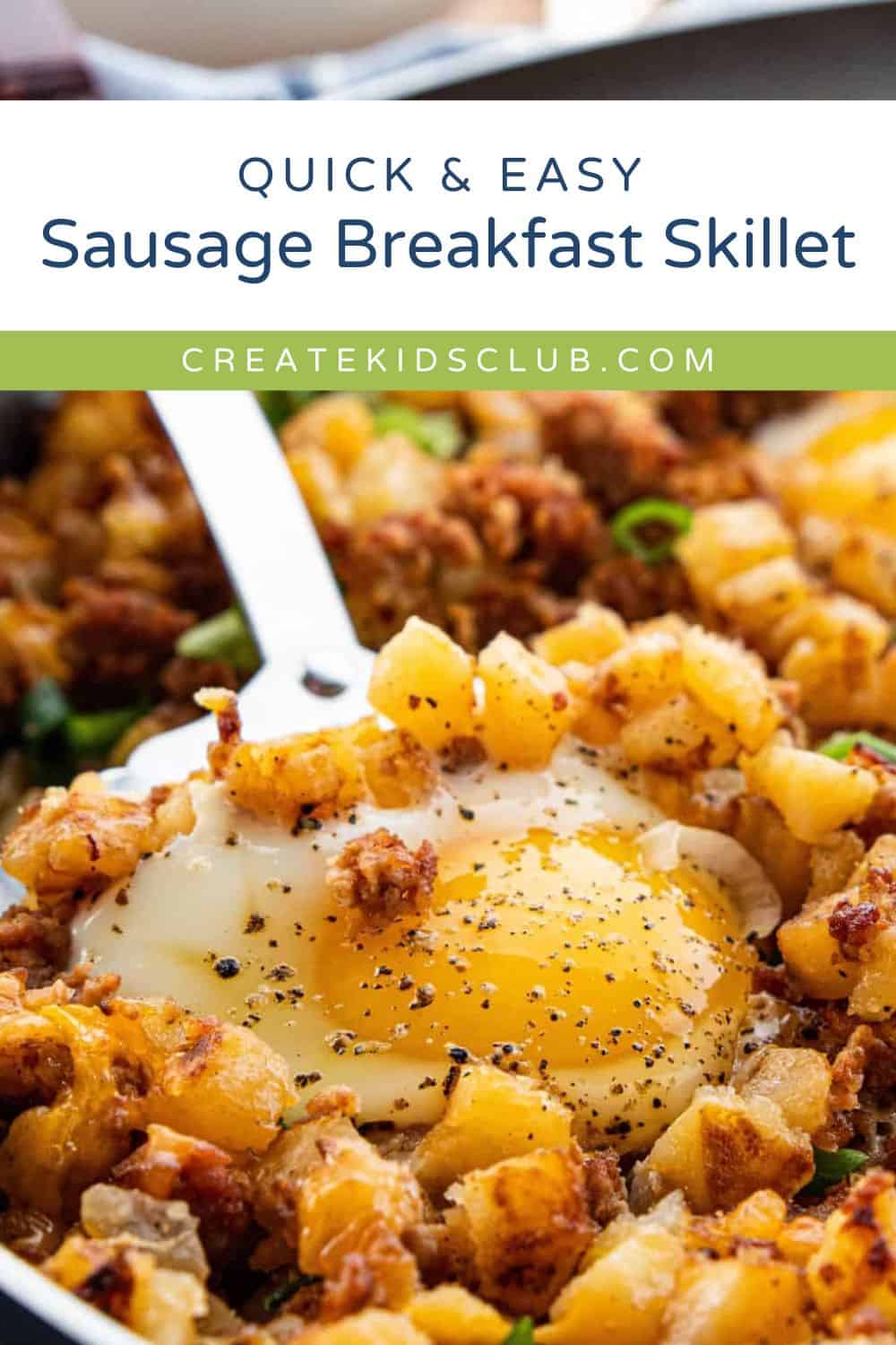 pin of breakfast sausage skillet recipe