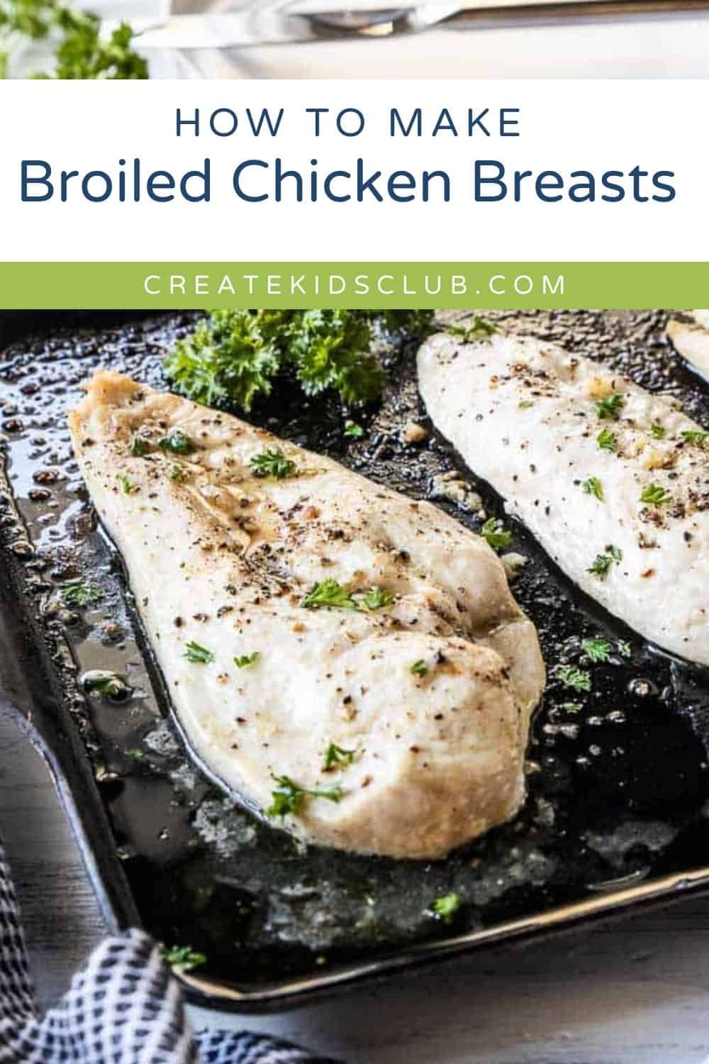 pin of broiled chicken breasts