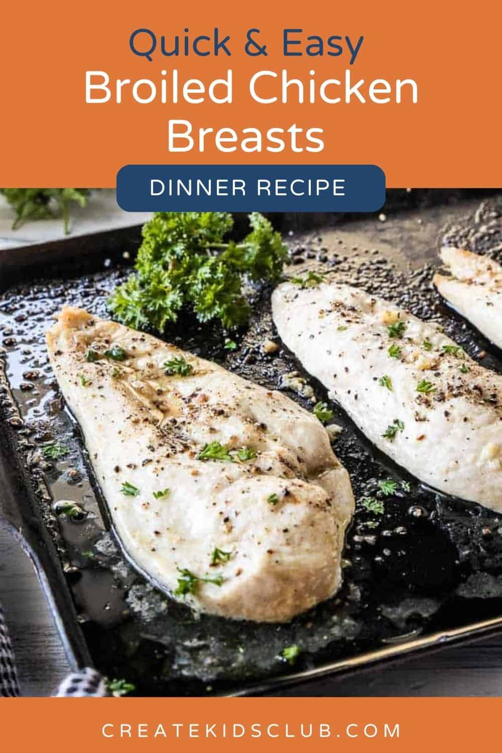 pin of broiled chicken breasts