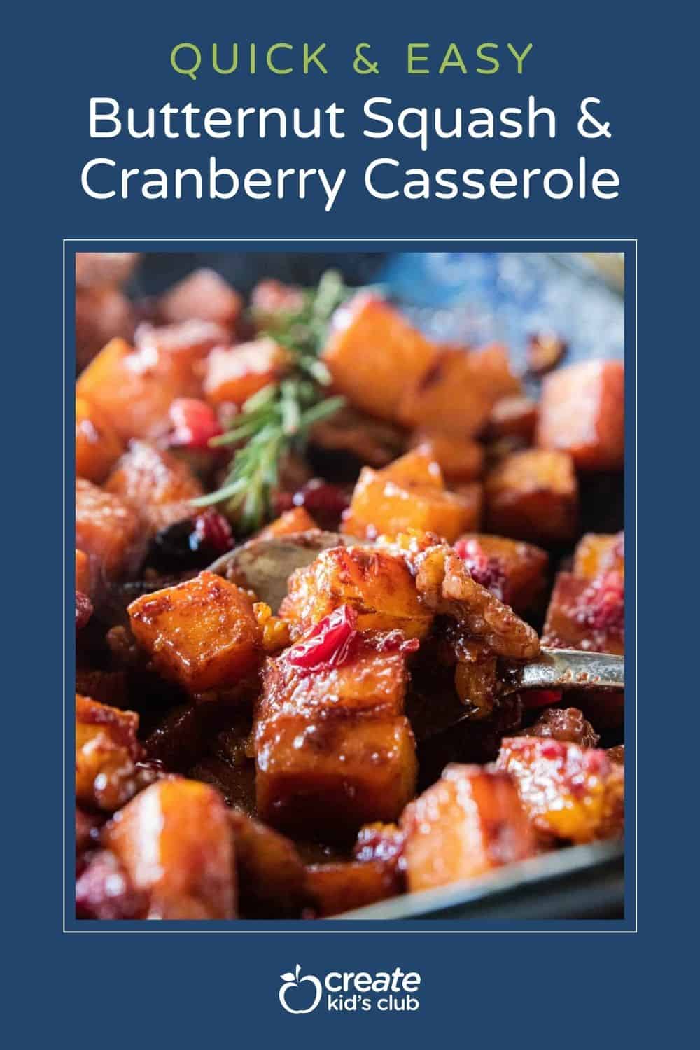 pin of butternut squash and cranberry casserole