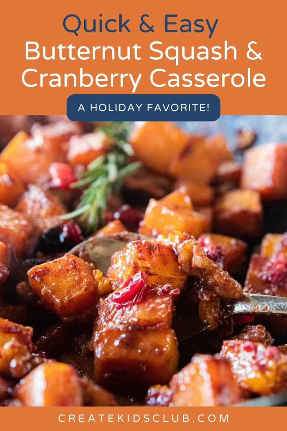 pin of butternut squash and cranberry casserole