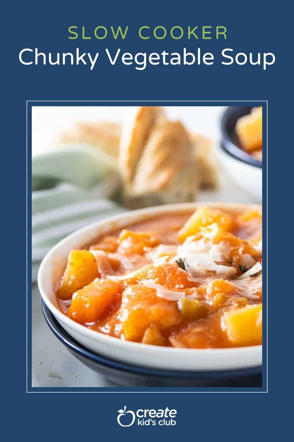 pin of chunky vegetable soup