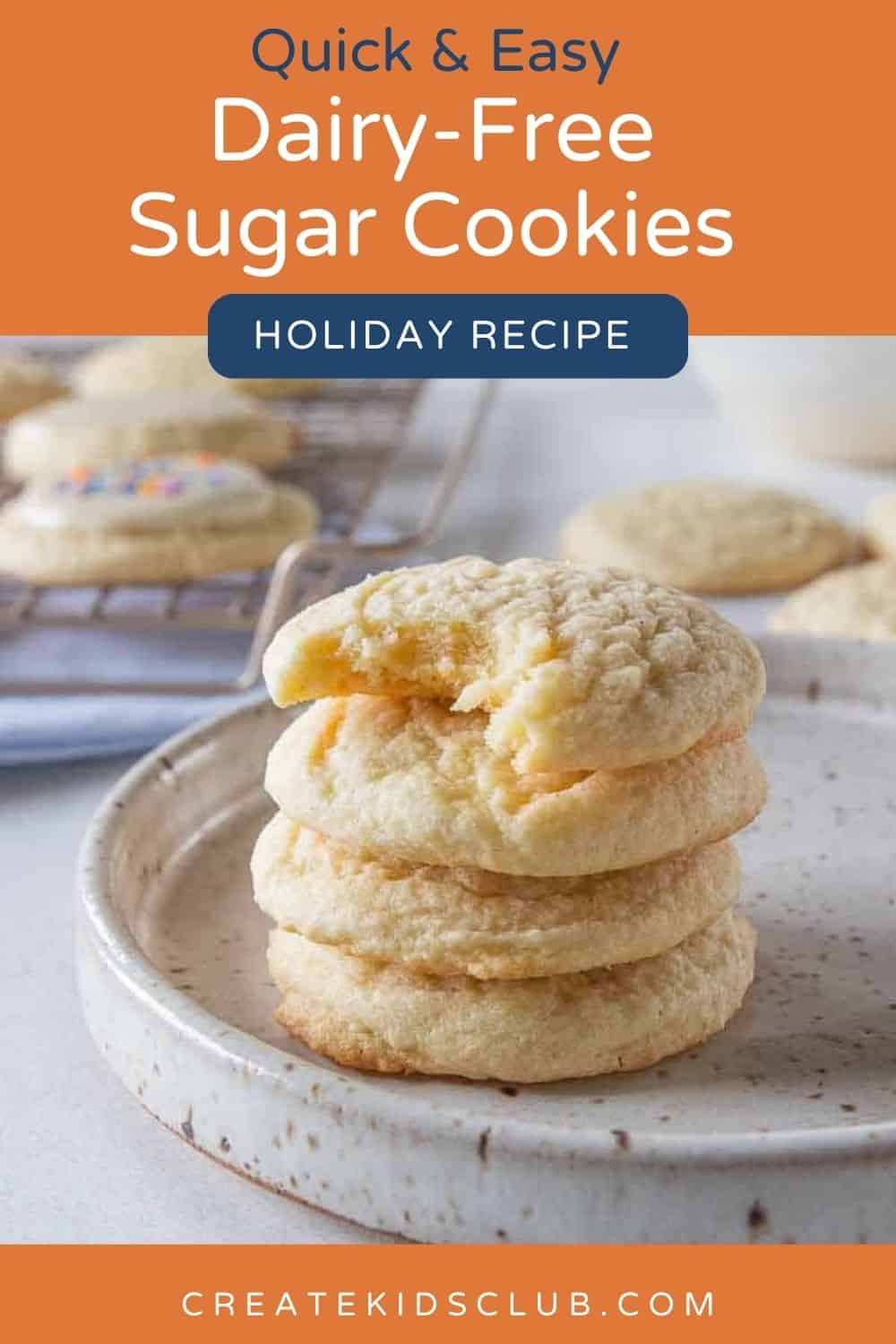 pin of dairy free sugar cookies