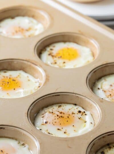 cooked eggs in a muffin tin