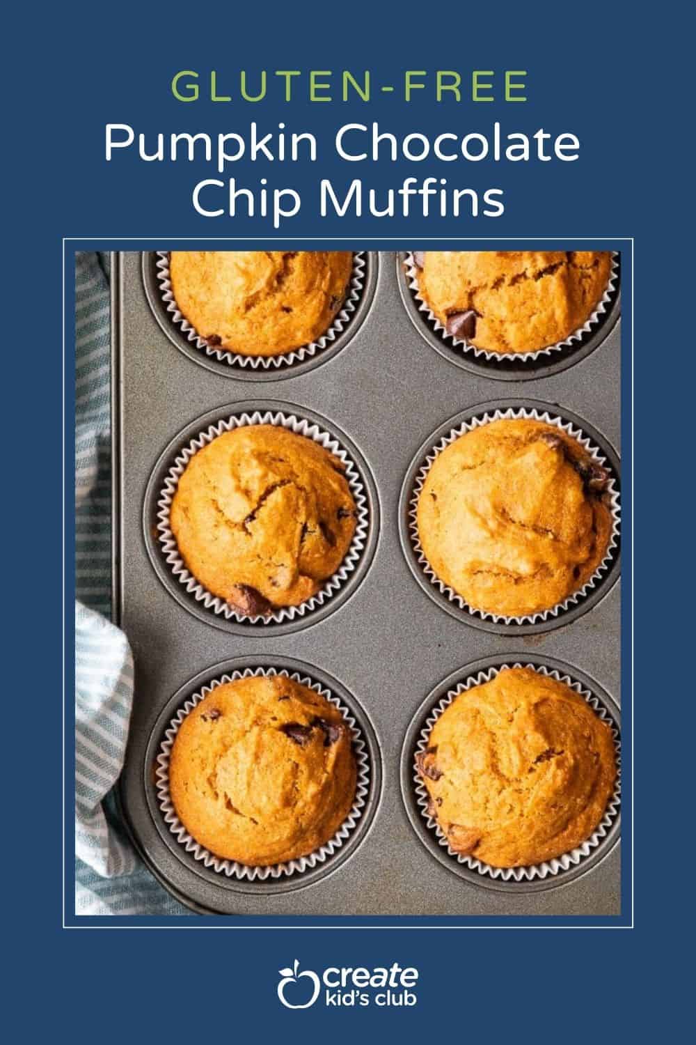 pin of gluten free pumpkin chocolate chip muffins