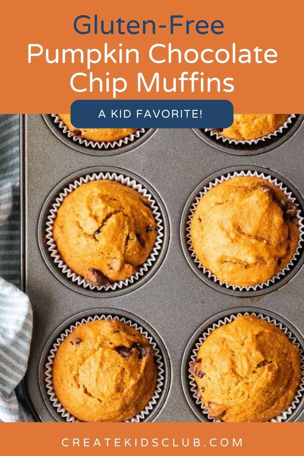 pin of gluten free pumpkin chocolate chip muffins