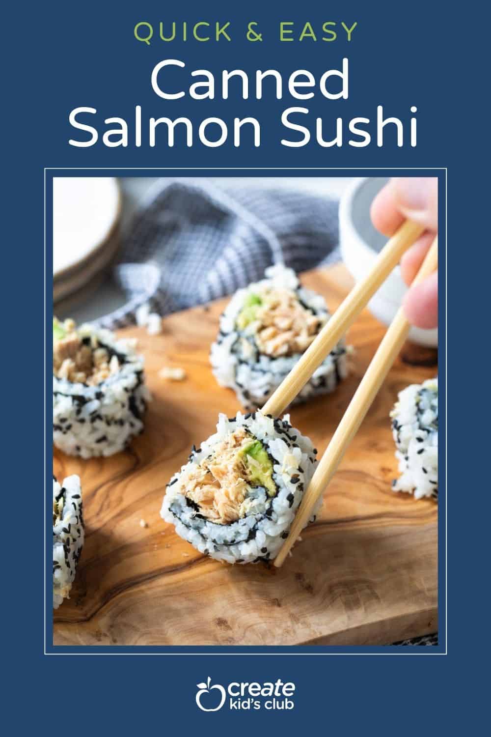 pin of salmon sushi