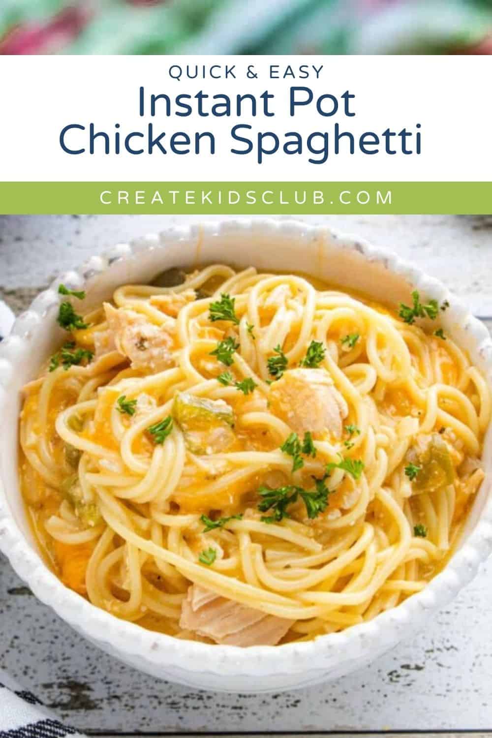 pin of instant pot chicken spaghetti