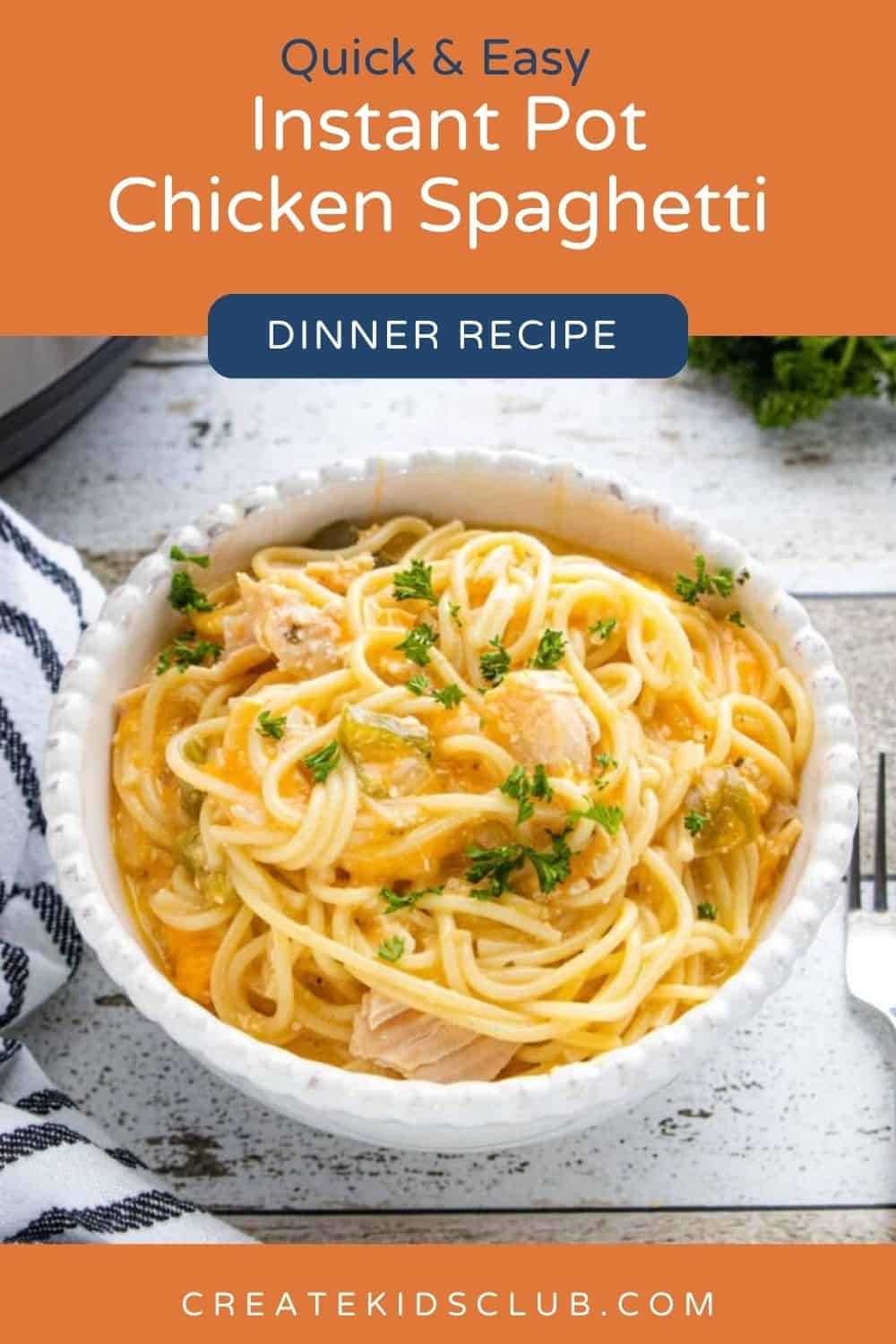 pin of instant pot chicken spaghetti