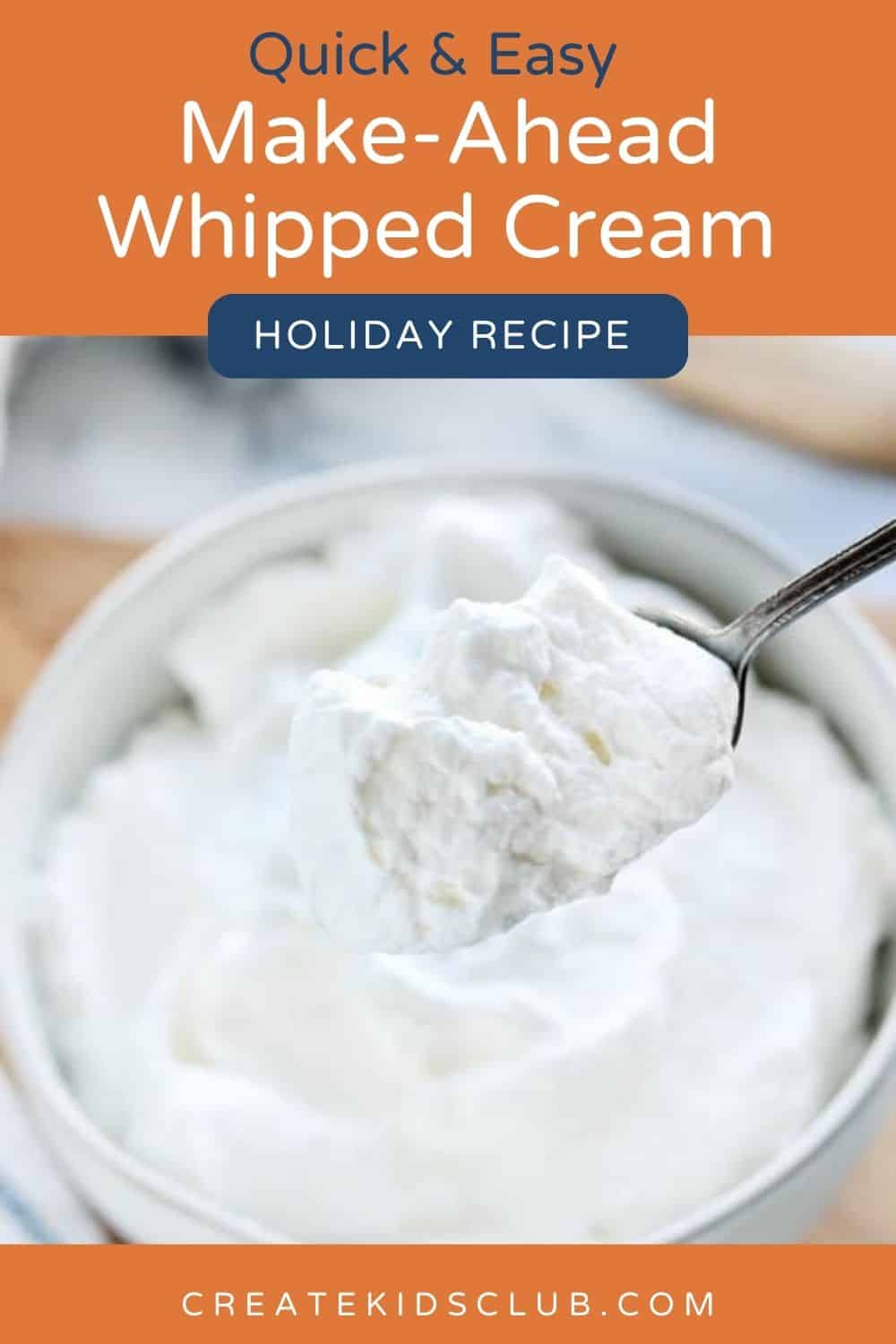 pin of make ahead whipped cream