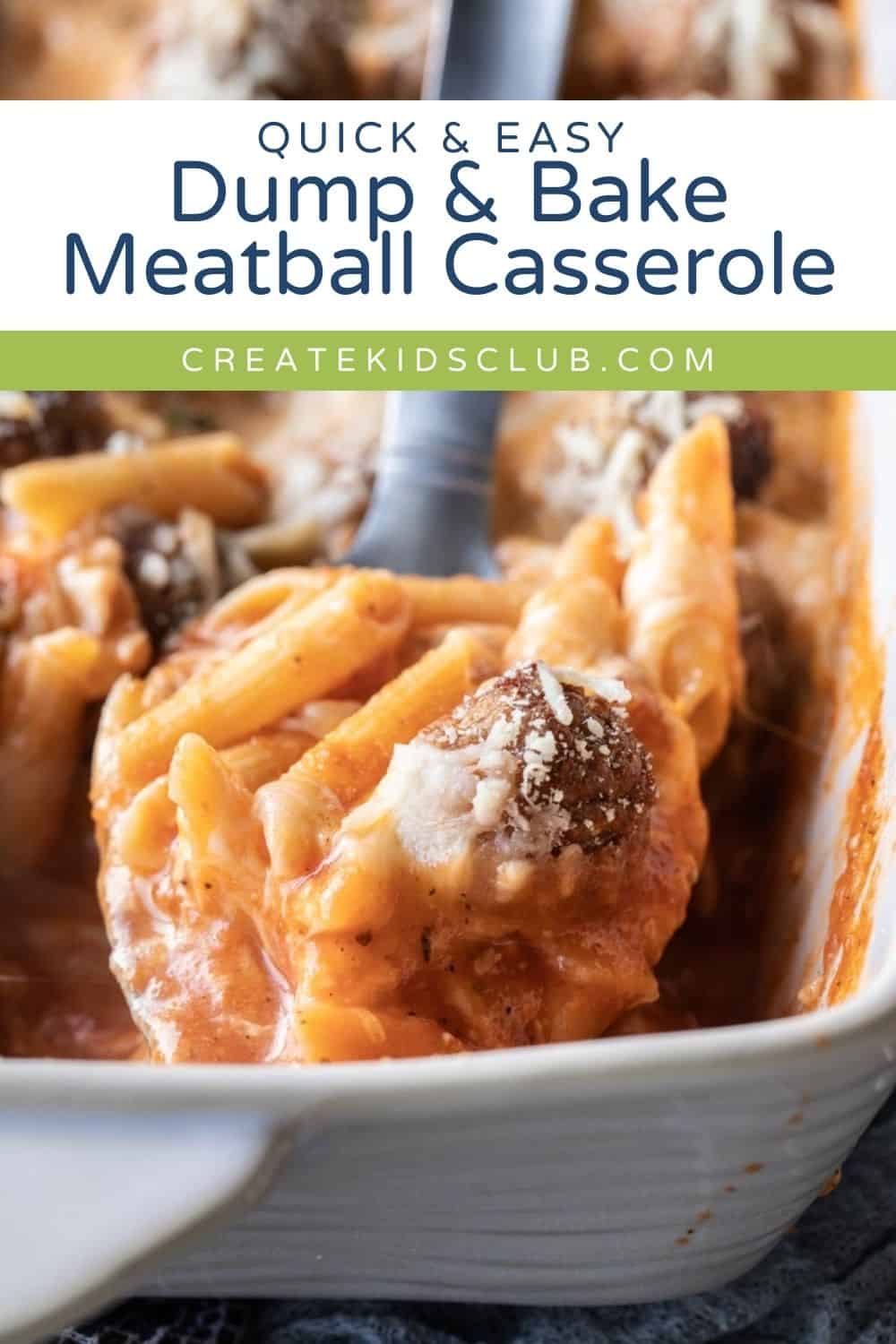 pin of a dump and bake meatball casserole