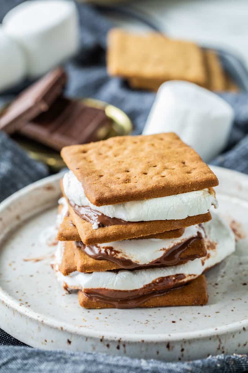 stacked smores on a plate