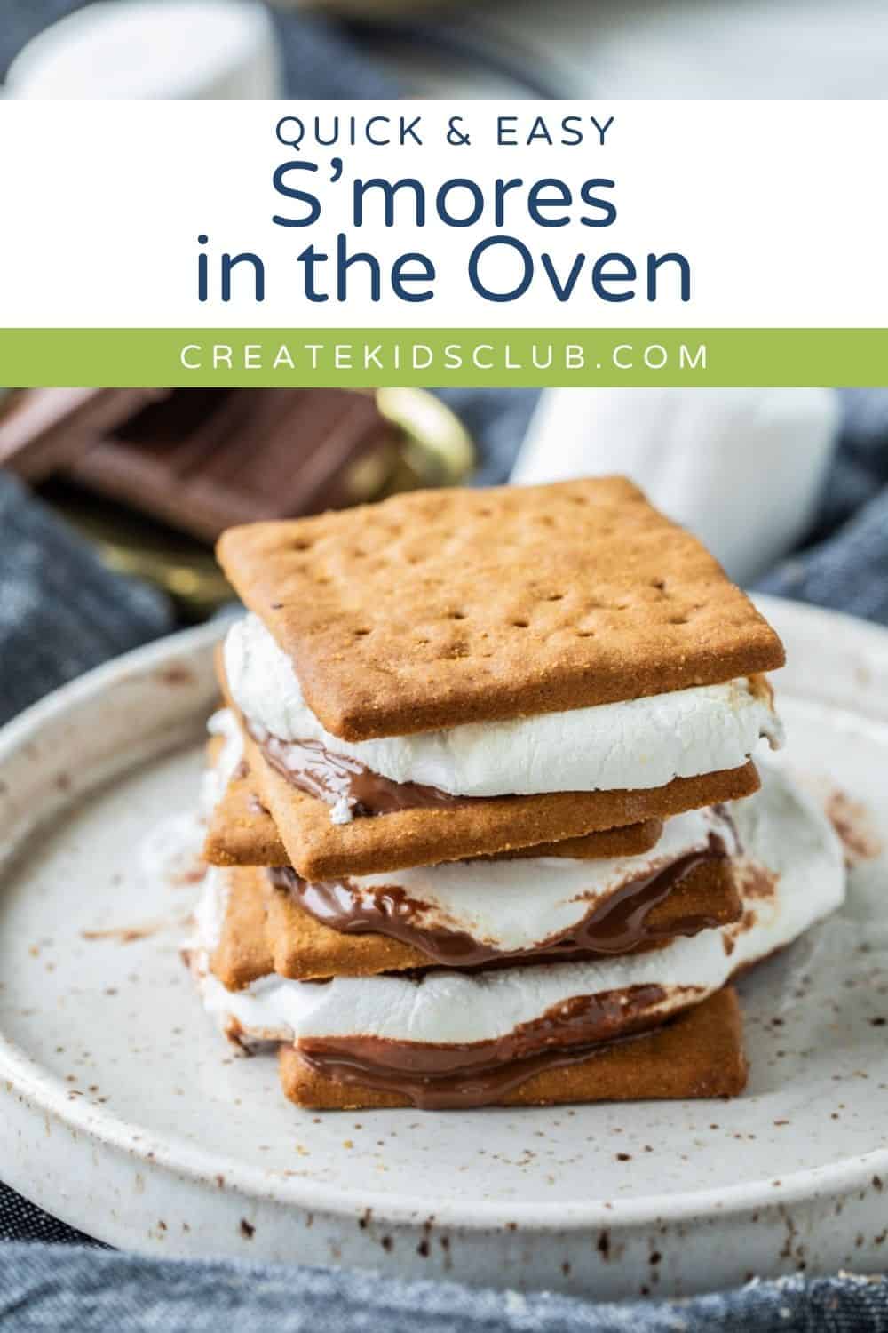 pin of smores in the oven